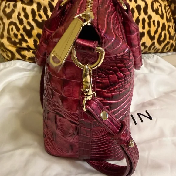 Brahmin Croc-Embossed Tote in hard to find POMEGRANATE! - Picture 4 of 13